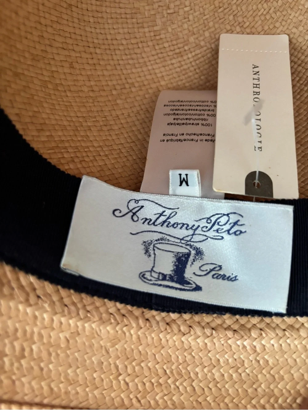 Anthropologie Metallic Rose Pink Braided Bucket Hat
